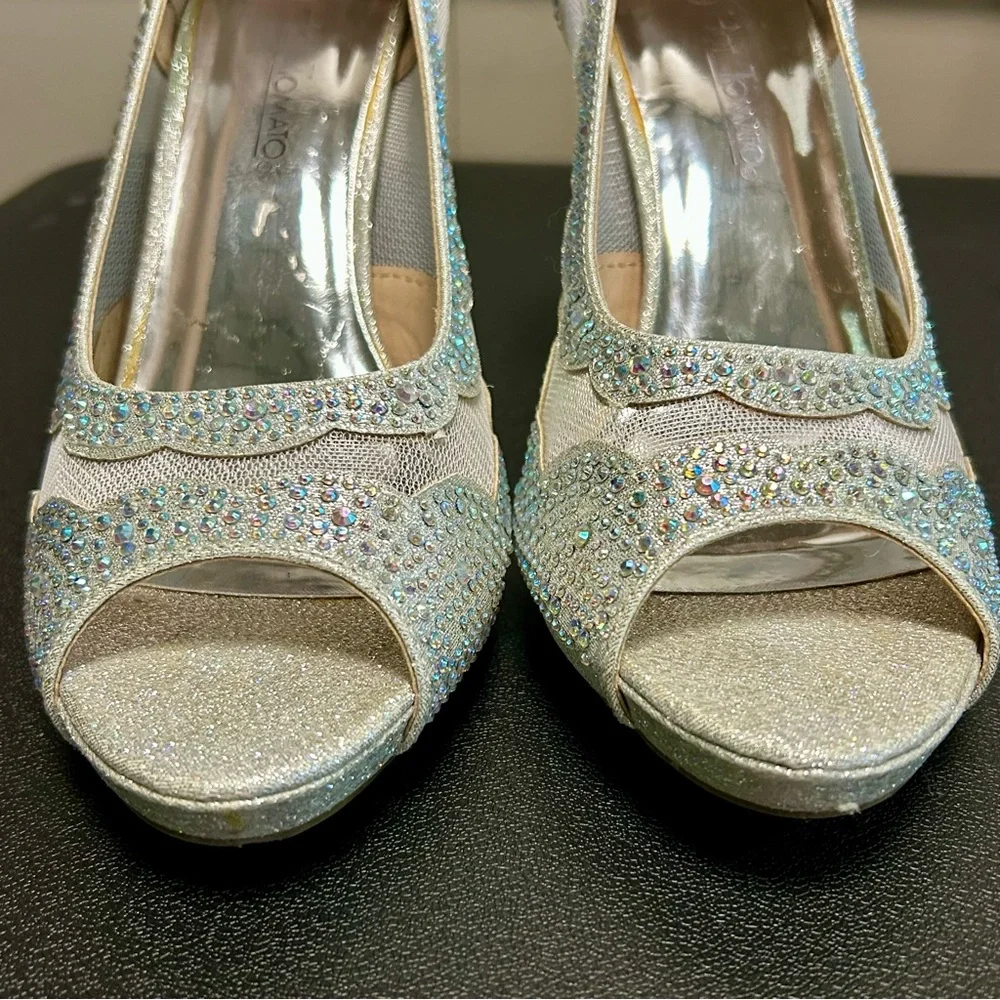 Hot Tomato Sz 7 Silver Glitter High Heels EUC - Picture 9 of 12